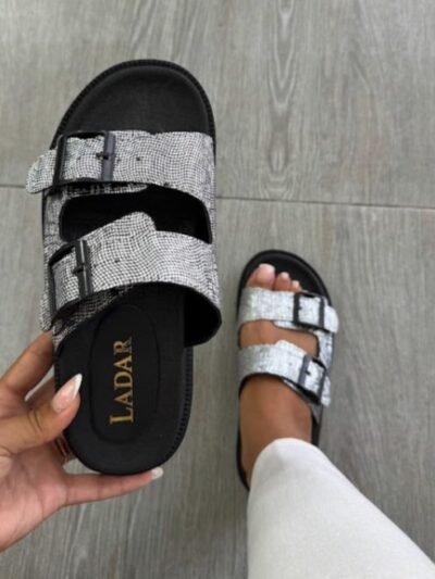 Mule à ceinture argenté