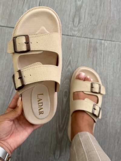 Mule à ceinture beige