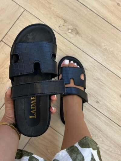 Mule à scratch noir croco