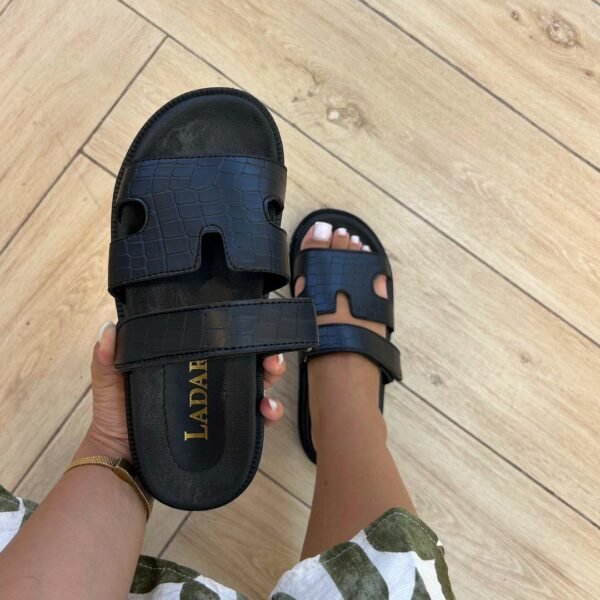 Mule à scratch noir croco