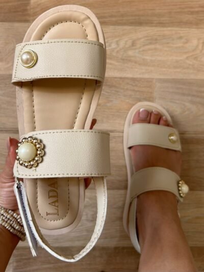 Sandale beige perlé