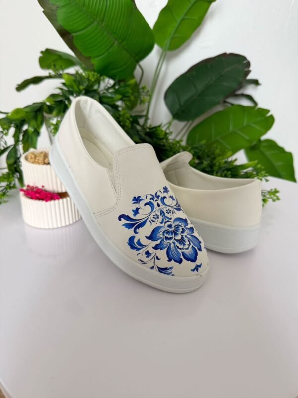 Chaussure Slip on Blanc imprimé