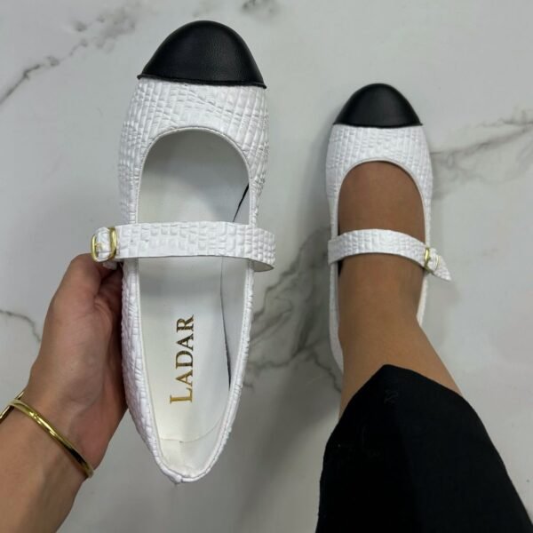 Ballerine Blanche bout noir – Image 2