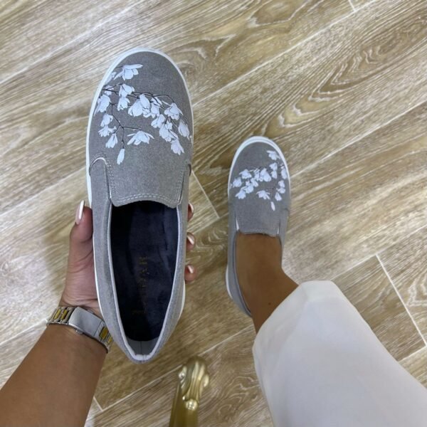 Slip on gris fleurs