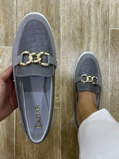 Mocassin gris devant croco