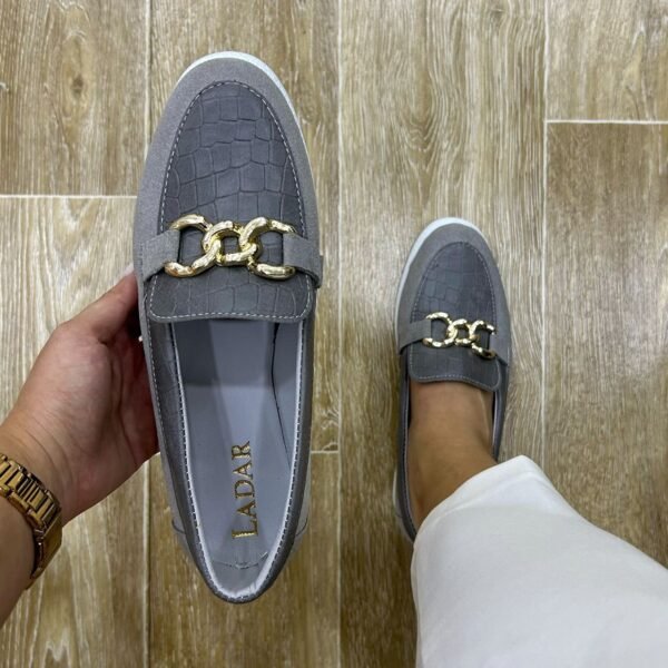 Mocassin gris devant croco