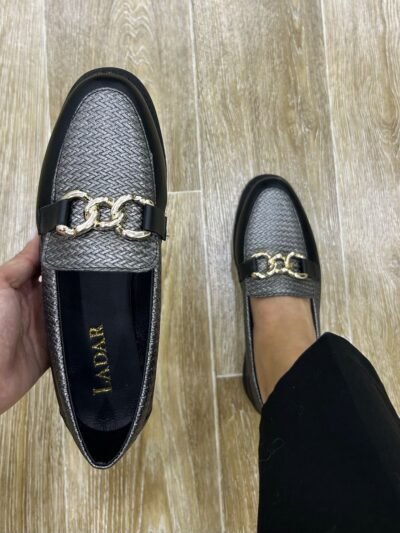 Mocassin noir platine