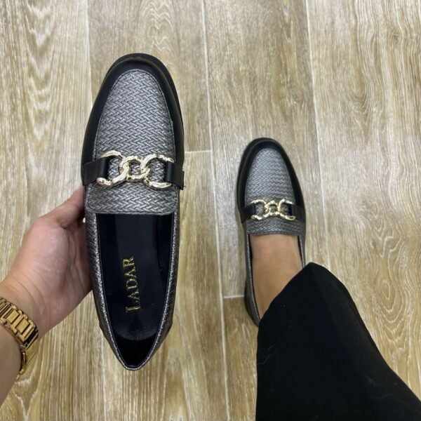 Mocassin noir platine