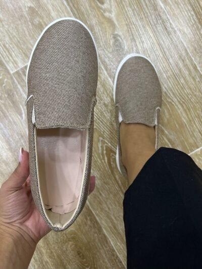 Chaussure Slip on beige textile
