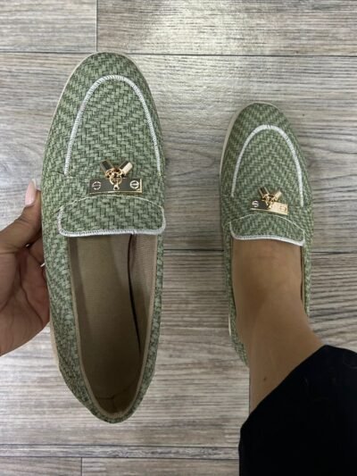 Mocassin vert tressé