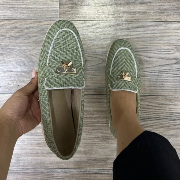Mocassin vert tressé