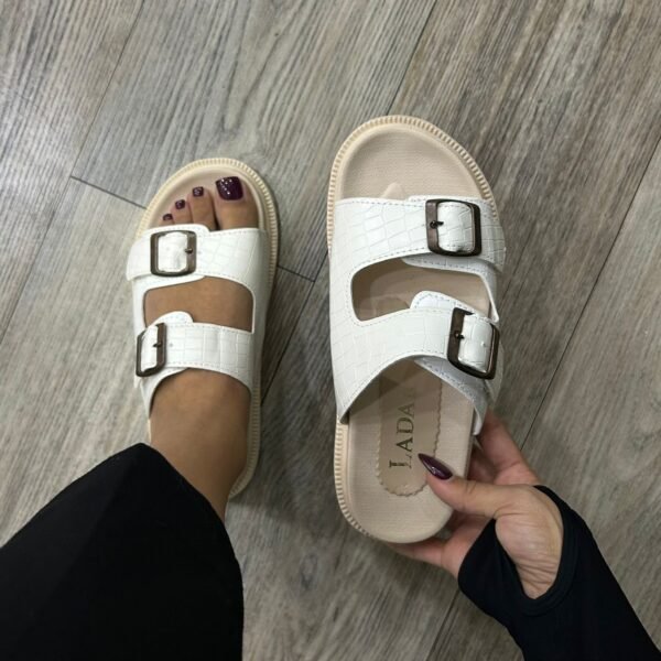 Mule ceinture blanc croco