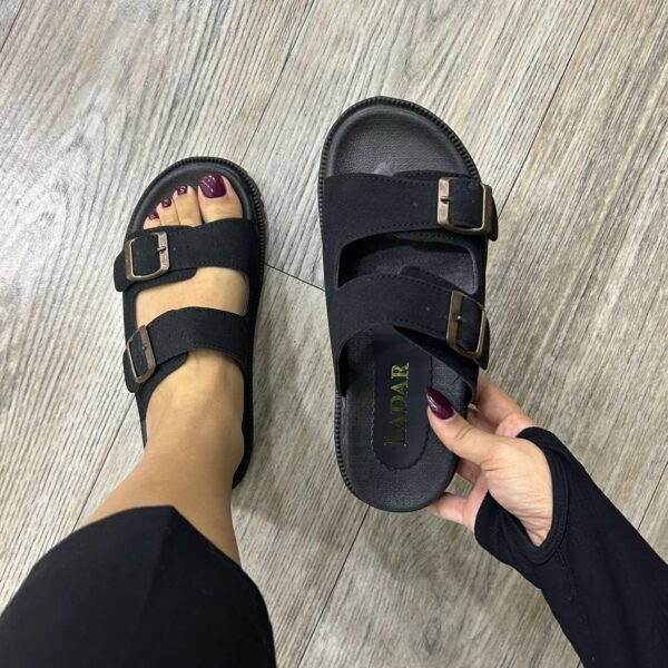 Mule ceinture noir daim