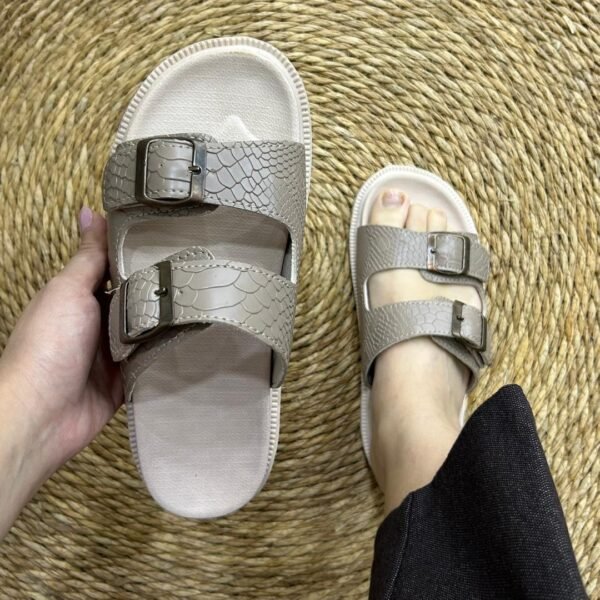 Mule ceinture beige croco