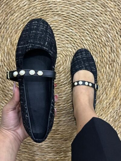 Ballerine noir tweed