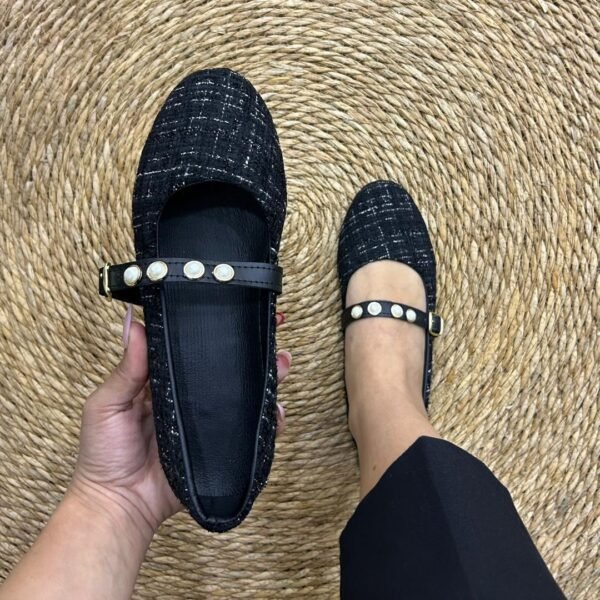 Ballerine noir tweed