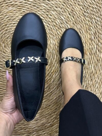 Ballerine simili cuir noir x