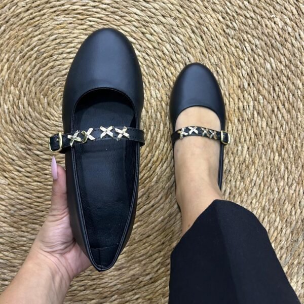 Ballerine simili cuir noir x
