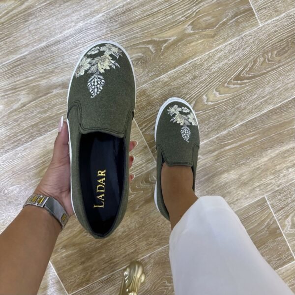 Chaussure slip on vert fleur