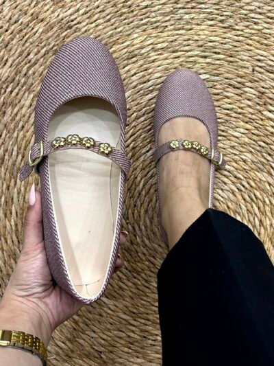 Ballerine rose poudré textile