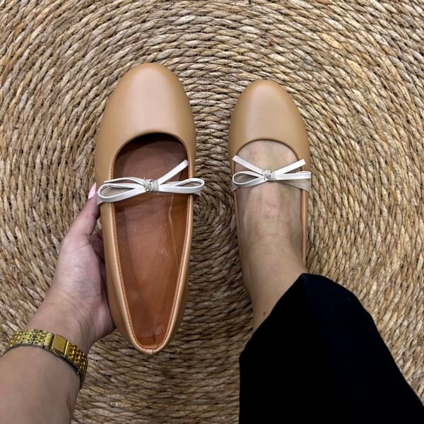 Ballerine beige camel noeud