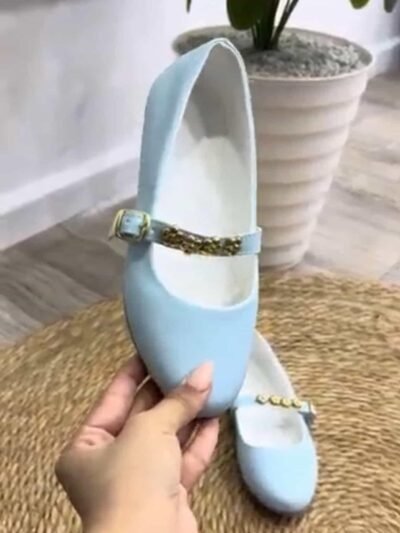 Ballerine bleu ciel fleurs