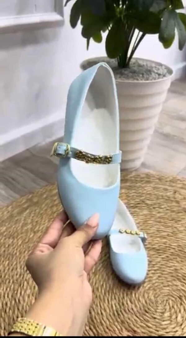 Ballerine bleu ciel fleurs