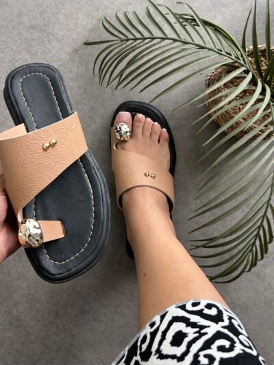 Mules new beige simili cuir