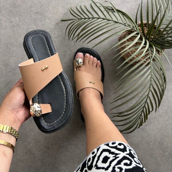 Mules new beige simili cuir