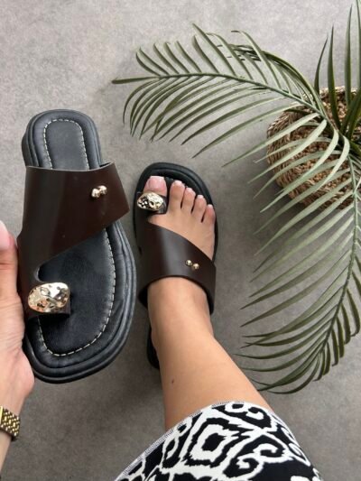 Mules new marron simili cuir