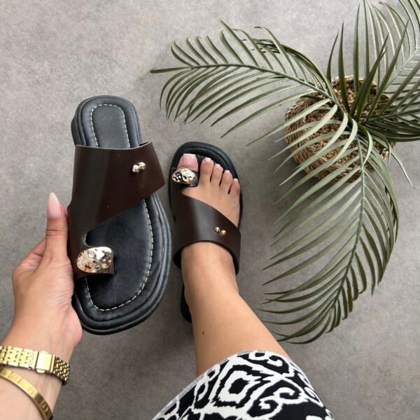 Mules new marron simili cuir