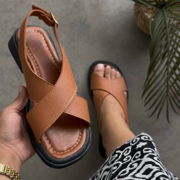 Sandale X camel simili cuir