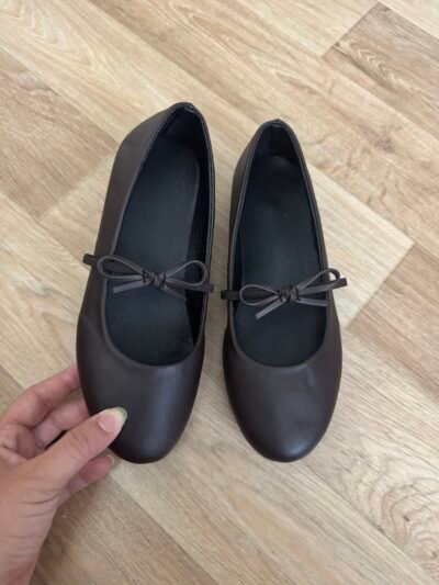 Ballerine marron à noeud