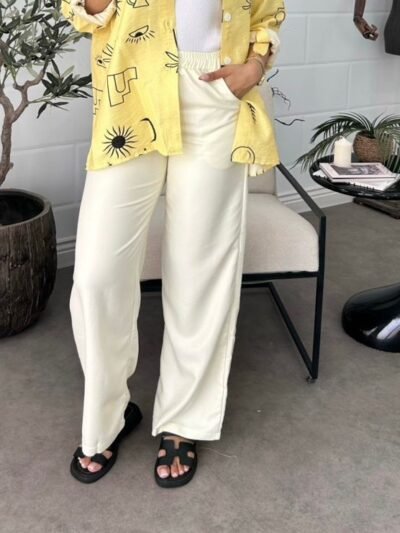 Pantalon jaune poussin en lin