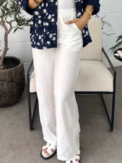 Pantalon blanc en lin