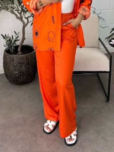 Pantalon en lin orange