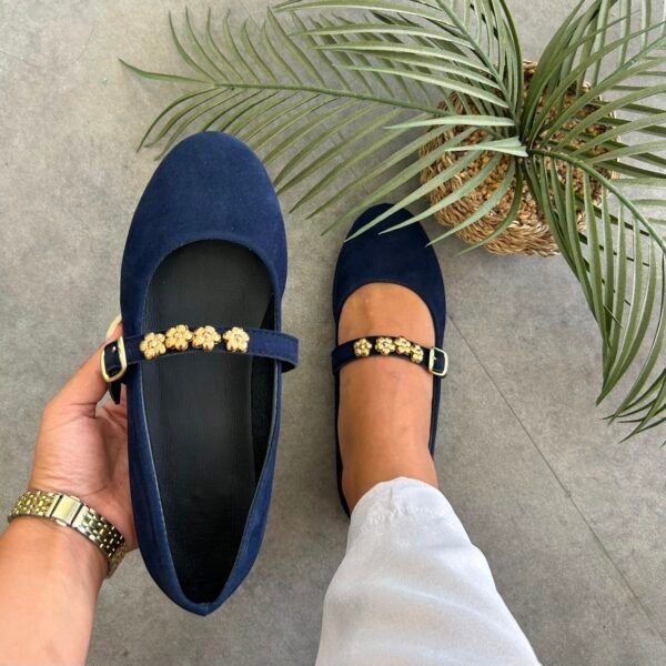 Ballerine a fleuri bleu nuit