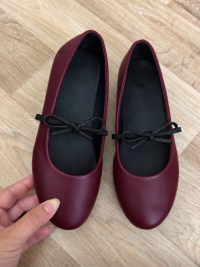 Ballerine bordeaux à noeud