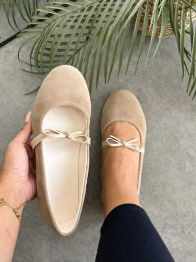 Ballerine en daim neoud beige