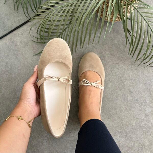 Ballerine en daim neoud beige